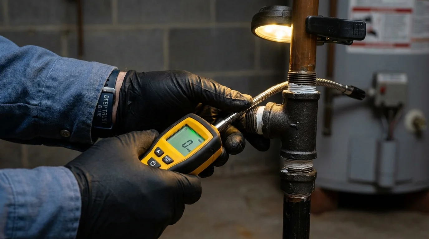Gas leak detection with electronic sniffer by Johns Plumbing LLC in Scobey